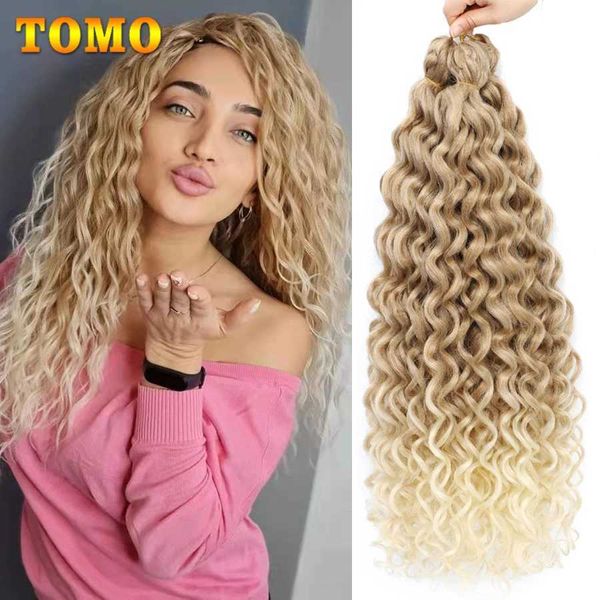 Parrucche sintetiche Pezzi di capelli TOMO 18 24 pollici lunghi capelli ondulati sintetici all'uncinetto Ombre Hawaii riccioli afro intrecciati capelli per le donne capelli onda oceanica 240328 240327