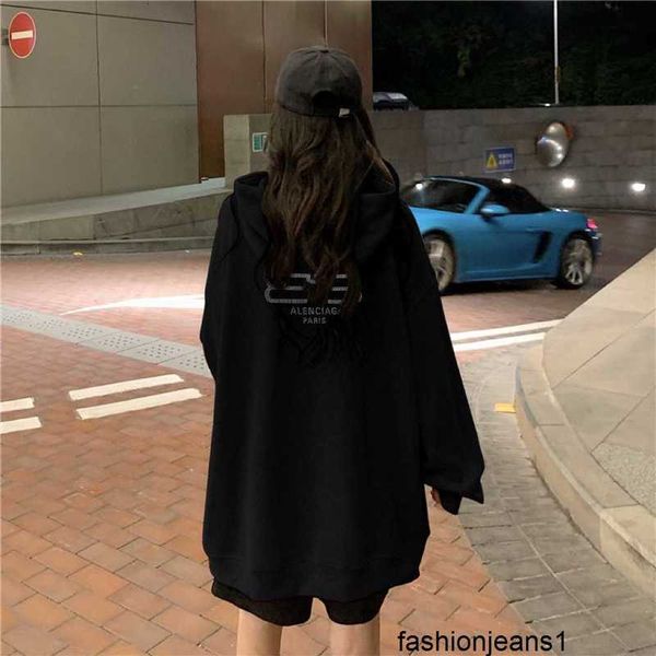 Designer B Home High Version Paris Home Back Heavy Industry Hot Rolled Diamond Letter Hoodie BALE BLC Pure Cotton Circled Long SleevesPE72