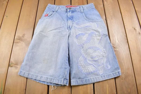Y2K Denim Shorts Vintage Jnco Snake Baggy Jean Shorts Sommer 90er Mode Harajuku Shorts Herren Streetwear Shorthose Männer 240318