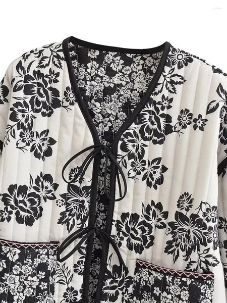 Giacche da donna Giacca casual Boho Cardigan da donna Manica lunga allacciatura Double Side Flower Outwear per l'autunno inverno