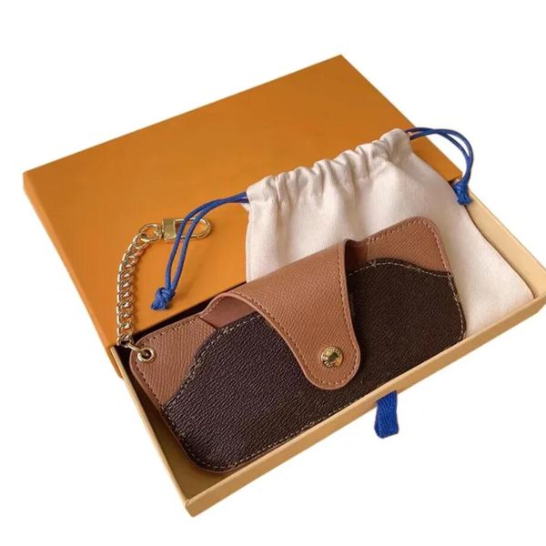 Custodia per occhiali da sole portatile stilista Lettera di marca Fiore Scatola per occhiali da sole di lusso unisex Confezione di marca V Portachiavi Borse per occhiali Portachiavi Borsa Lettera logo