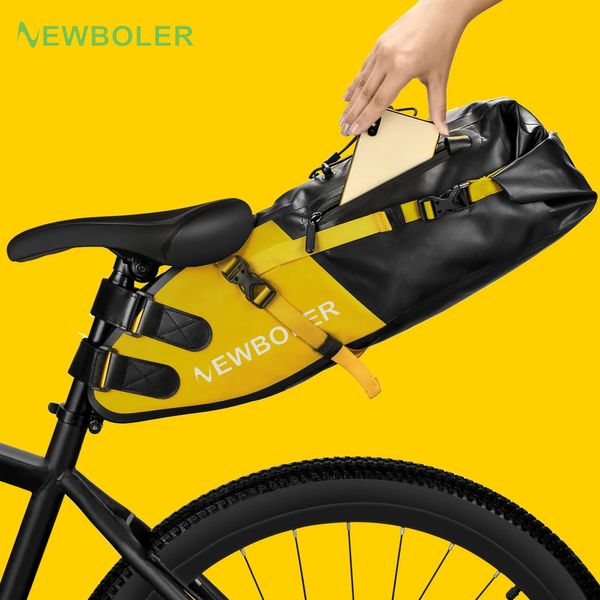 Велосипедная сумка BOLER, водонепроницаемая, 13 л, большая вместимость, велосипедное седло, складной задний багажник для горного велосипеда, дорожный багажник, велосипедная упаковка 240312