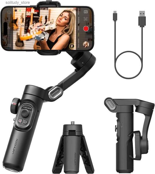 Stabilizzatori Stabilizzatore articolare universale portatile Tracciamento facciale AI intelligente Registrazione video mobile a 3 assi Telefono PTZ Registrazione di viaggio TikTok Fo Q240319