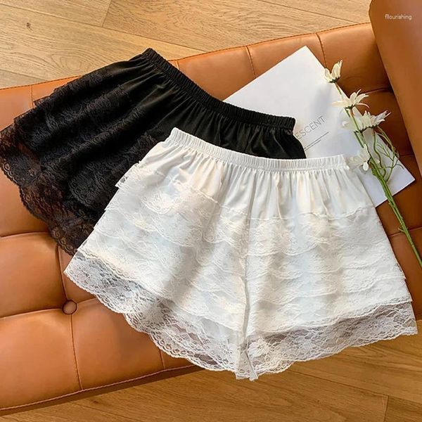 Kadınlar Külot Çiçek Dantel Güvenlik Pantolon Siyah Beyaz Fırflı Knickers Kadın Yaz Güvenli Elastik Petticoat Damgülleri Kızlar Gevşek Şort