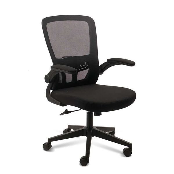 Klasika Masa sandalyeleri tekerlekler, ergonomik örgü ayarlanabilir yükseklik ve döner lomber destek ev ofis sandalyesi flip up kol dayama (1pk)