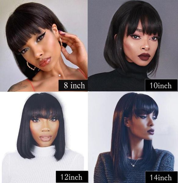 Spitze Front Menschliches Haar Perücken Mit Pony Gerade Perücke 6x6 Verschluss Perücke Pre Gezupft Bob Spitze Front Perücken remy Hair4285255