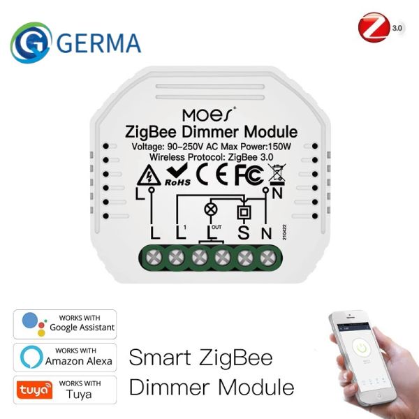 Controllo GERMA Mini fai da te Tuya ZigBee 3.0 Modulo interruttore dimmer intelligente Hub richiesto App Smart Life Alexa Google Home Controllo vocale 1/2 vie