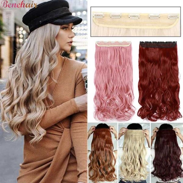 Parrucche sintetiche BENEHAIR Posticci sintetici 24 5 clip nei capelli Un pezzo di capelli ricci lunghi per le donne Capelli rosa rosso viola 240328 240327