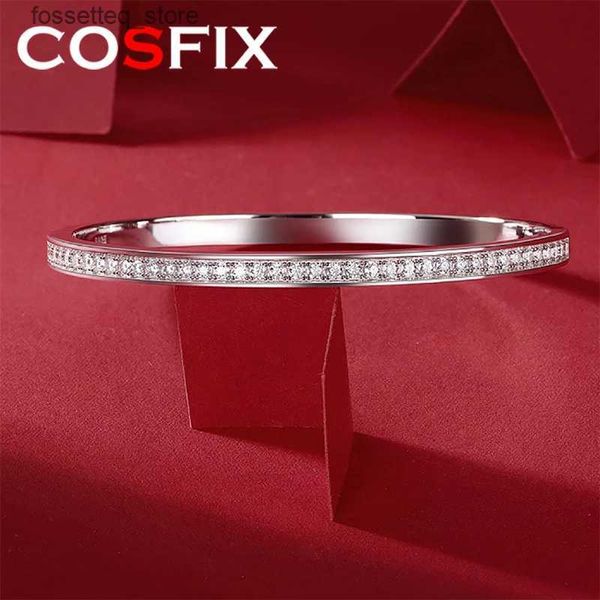 Charme pulseiras cosfix real d cor 2mm moissanite completa para mulheres s925 placa de prata esterlina pt950 jóias finas presente atacado l240319