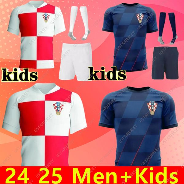 2024 2025 Croacia Modric Dünya Kupası Futbol Formaları Milli Takım Mandzukik Perisic Kalinik 24 Futbol Gömlek Kovacic Rakitic Kramarik Erkekler Çocuk Kit Üniformaları