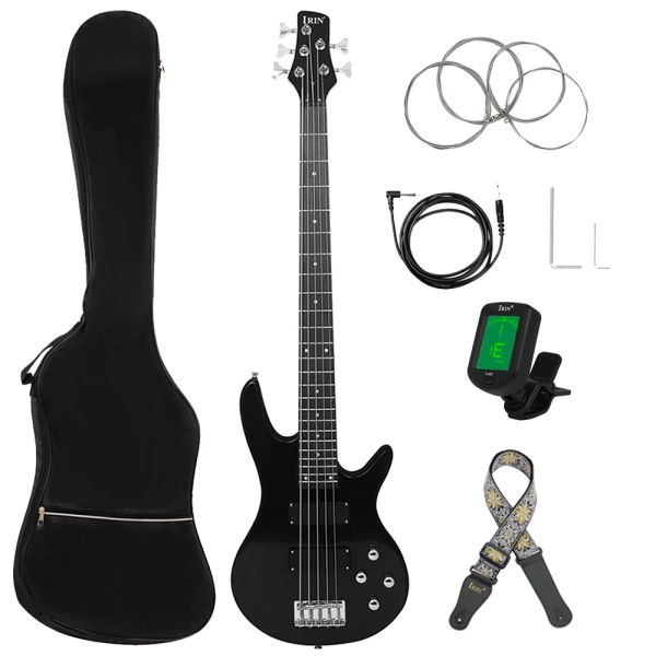 Gitarre IRIN 5 Saiten Bassgitarre 24 Bünde Ahornkorpus Hals E-Bass Guitarra mit Tasche Tuner Notwendige Gitarrenteile Zubehör