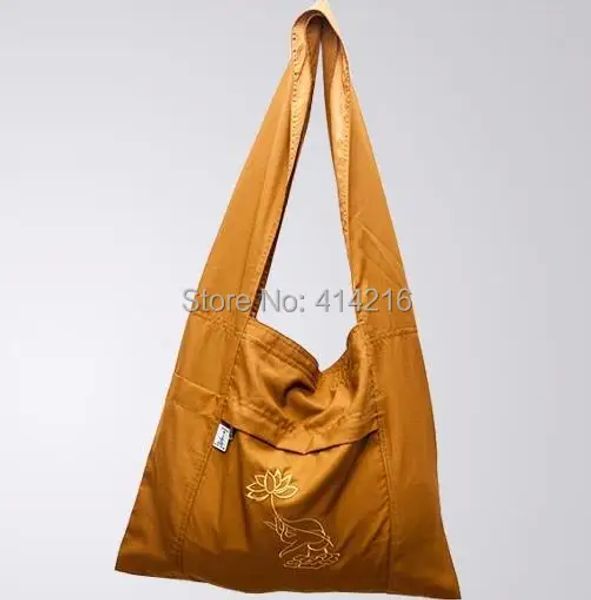 Arts 2 colori giallo/marrone Monaci buddisti Borsa per arti marziali in tela Borsa a tracolla singola per meditazione Arhat Tela Abate Nunlay Borse