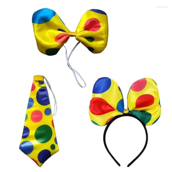 Fliegen Polka Dot Clown Krawatte Stirnband Zirkus Y1UA
