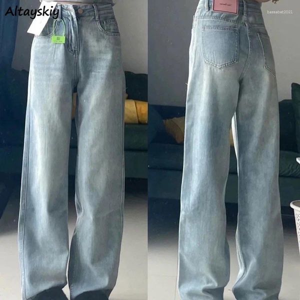 Jeans da donna stile giapponese per donna design semplice primavera chic abbigliamento per ragazze pantaloni a gamba larga morbidi per tutto il college giovane college