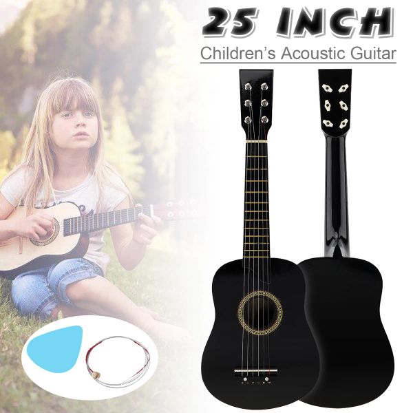 Gitarre 25 Zoll Linde Akustikgitarre 6 Saiten Guitarra mit Plektrum für Anfänger Kinder Kinder Geschenk Spielzeug