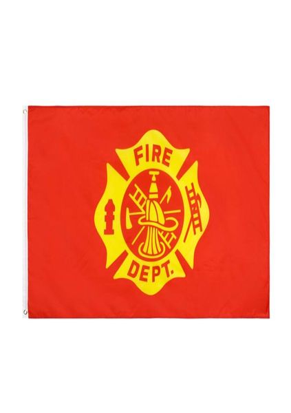 Feuerwehrflagge, ganzes 90 x 150 cm großes, doppelt genähtes Polyester-Banner zur Dekoration 6286344