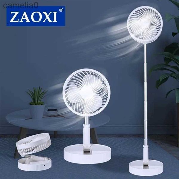 Ventilatori elettrici ZOXI 7200mah Ventilatore portatile USB ricaricabile Telecomando pieghevole telescopico da pavimento Mini ventilatori per condizionatore d'aria domesticoC24319