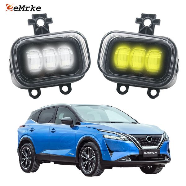 Eemrke LED araba sis farları Nissan Qashqai III için DRL PTF J12 2023 Ön tampon Sis Lambası Montajı 40W 12V Beyaz veya Sarı Sürüş