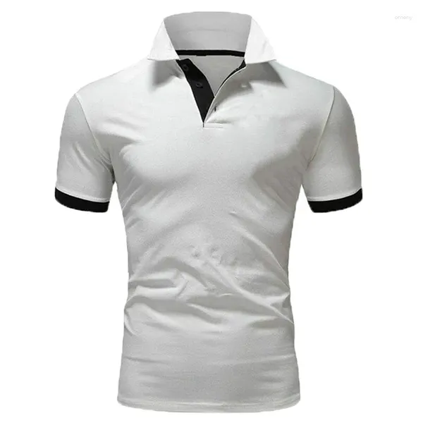 Polos masculinos verão kpop estilo de moda harajuku fino ajuste camisetas soltas todos os jogos camisetas casuais sólido coreano manga curta camisa polo