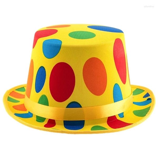 Berretti Cappello da clown vintage a sommità piatta per uomo Carnevale Spettacolo Parco divertimenti Modello circense Festa con forniture Po