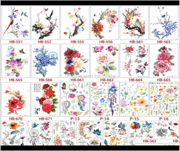 1pc çiçek kuş çıkartma sahte kadınlar erkek diy Kürek Vücut Sanat Tasarım Kelebek Ağaç Şubesi Canlı Sticker Xunnn Dövmeler 7K2AH6038438