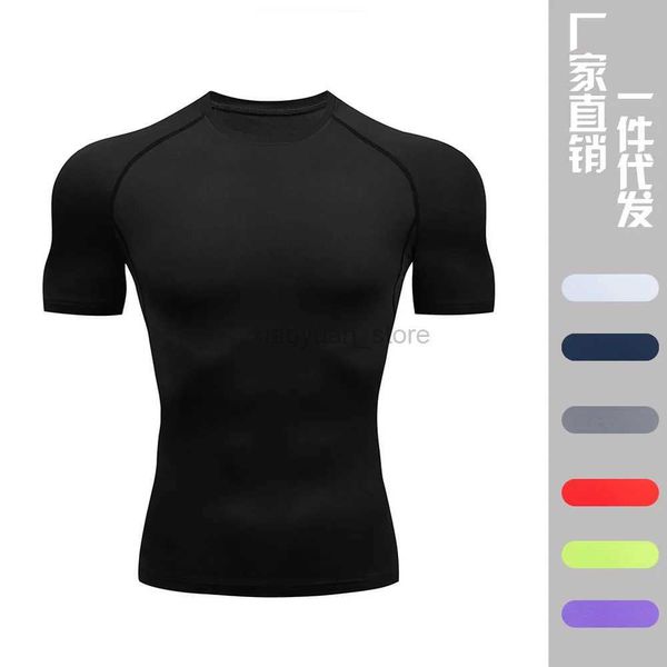 T-shirt da uomo T-shirt da corsa aderente a manica corta da uomo T-shirt da corsa fitness Abbigliamento sportivo per palestra Quick Dry 240327