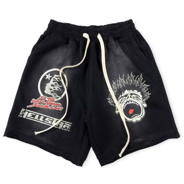 Hell Star shorts masculinos shorts de banho de designer de alta qualidade Hellstar clássico chama carta impressa tecidos terry de rua para homens e mulheres no lazer de verão