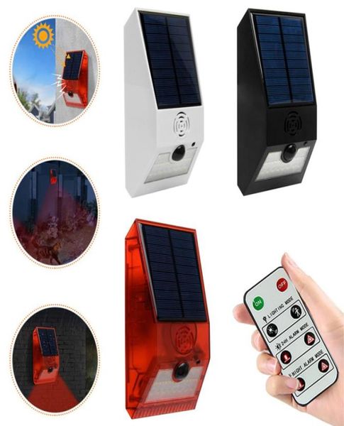 129db luzes de alarme solar iluminação de segurança sirene de fazenda detector de movimento villa 6 modos com controle remoto montado na parede quintal de celeiro hom4396584