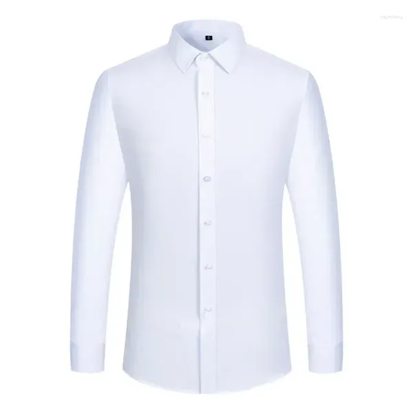 Camicie casual da uomo Camicia bianca blu puro a maniche lunghe per uomo Abbigliamento in cotone al 40%.