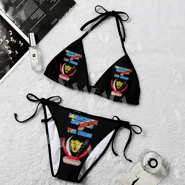 Tute Repubblica Democratica del Congo Stemma Stampa 3D Donna Donna Micro Bikini Set Costumi da bagno estivi Costumi da bagno da spiaggia sexy