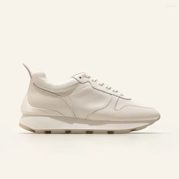 Sapatos casuais mooqdaax primavera verão 2024 feminino branco couro genuíno guarnição salto design plataforma tênis feminino