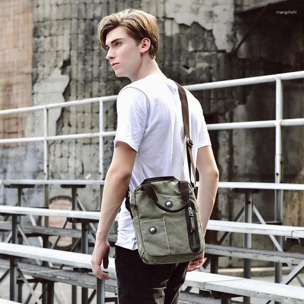 Saco estilo masculino lona crossbody sacos multifuncional vintage moda mensageiro bolsas de negócios