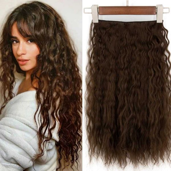 Perucas sintéticas MERISIHAIR Sintético One Piece 5clips Long Curly Clips no cabelo Onda de água loira preta 24 para mulheres postiças 240328 240327