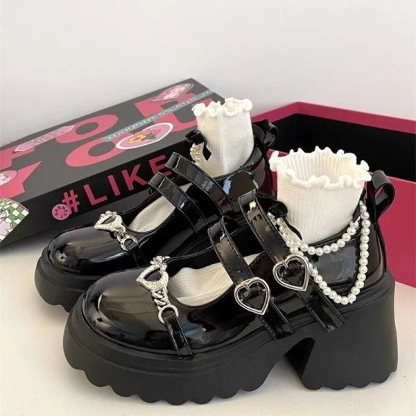 Pumps Mary Janes Schuhe für Frauenpumpen mittelschwere Fersen -Absätze Kawaii Lolita Mode Round Toe Girls School Gothic Free Versand