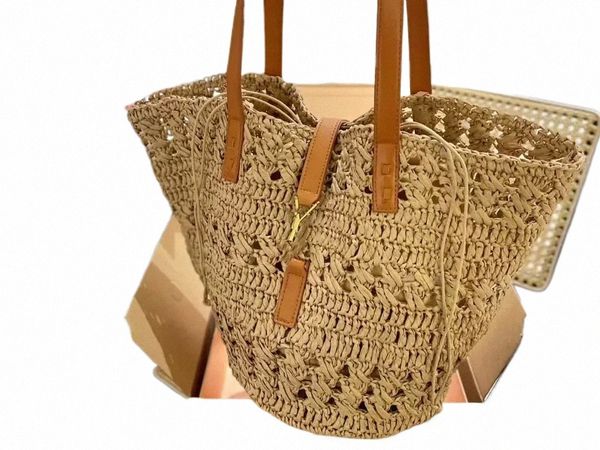 borse da spiaggia fi New 23ss Beach casual rattan di grande capacità Borse da spiaggia estive in paglia balinese di design da donna 98w6 #