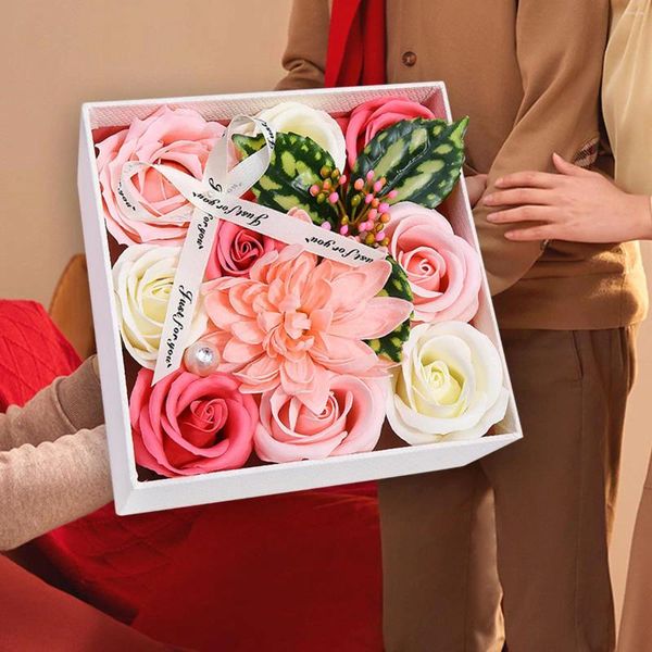 Fiori decorativi Fiore di sapone Fiore artificiale di rosa profumato Bagno per compleanno Giorno degli insegnanti Matrimonio Ringraziamento Membri della famiglia