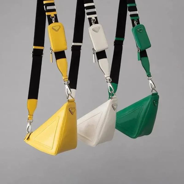 Designer sacos mulher moda bolsa de ombro triângulo bolsa homens 2pcs conjunto moda mensageiro saco de couro macio bolso com carteira alça larga com caixa