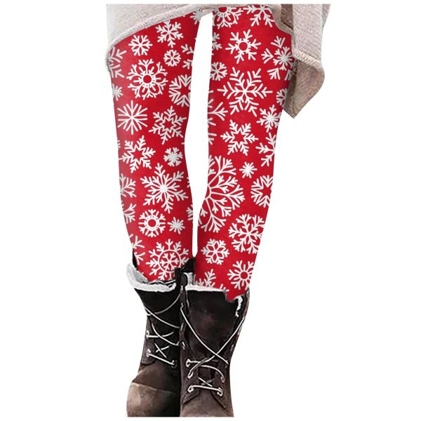 Stivali Stampa di Natale Lunghe leggings per pantaloni da stivale da donna Elastico Casualmente Stampato Candings per yoga fisico Leggings senza soluzione di continuità