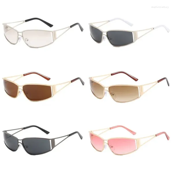 Güneş Gözlüğü Y2K Sports Shades Punk'dan ilham alan tasarımcı gözlükler şık gözlükler moda şık