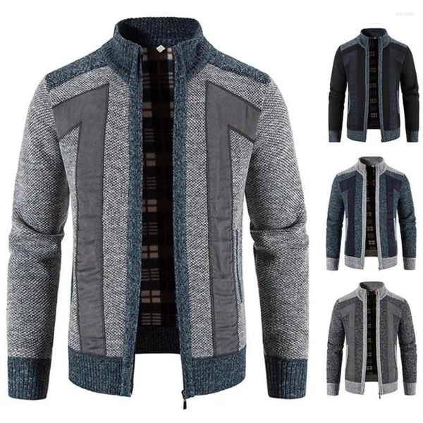 Casacos masculinos elegantes jaqueta de inverno casual térmico elástico outono casaco contraste cores mangas compridas roupas masculinas