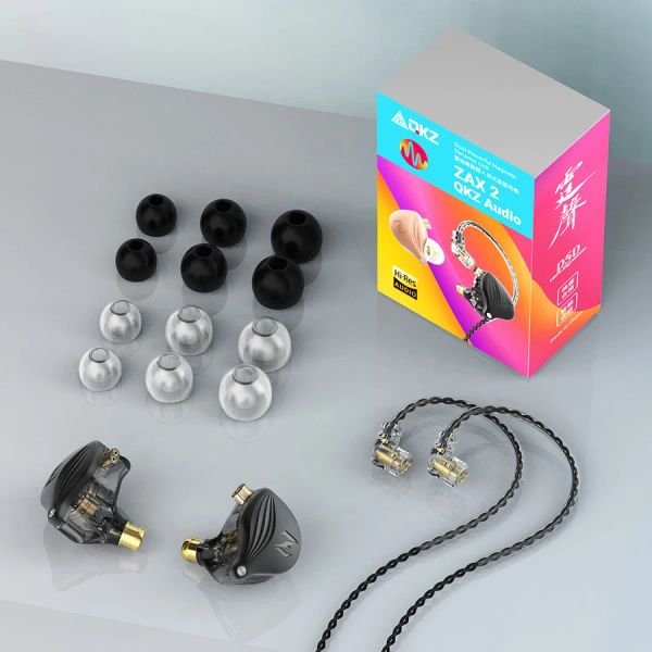 Наушники QKZ ZAX2 Hi-Fi, динамические наушники-вкладыши, DJ-монитор, наушники-вкладыши для игр, спортивная металлическая гарнитура с шумоподавлением