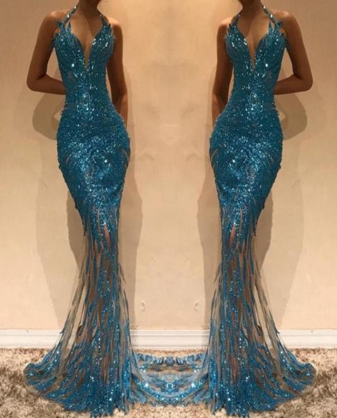 Mermaid Illusion Hunter Paiugini abiti da ballo abiti da sera Halter Sleeveless Sexy Long Economico Abito da ballo a buon mercato 20191549481