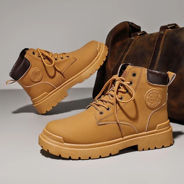 Botas de venda quente botas de inverno baratas homens moda modária casual boots de couro para homens de ferramentas plataforma de sapatos de tornozelo botas hombre