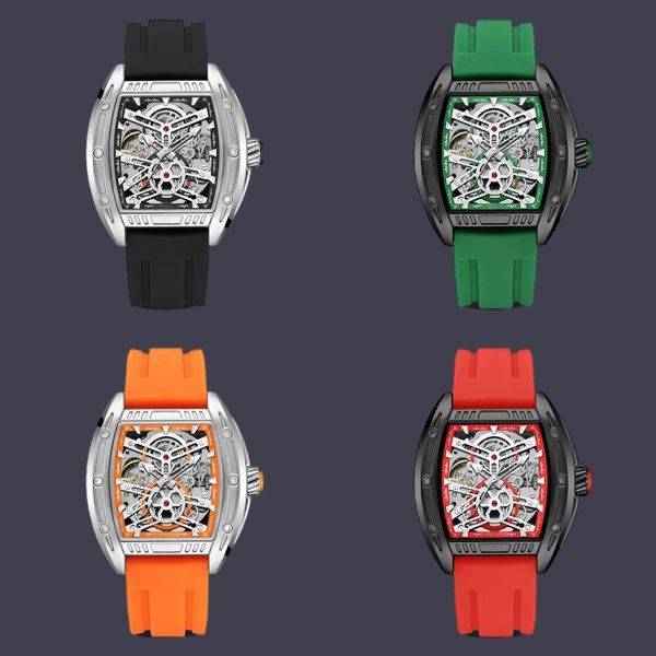 Montre de luxo relógio de pulso de alta qualidade mulher azul vermelho verde cinta relógios pino fivela fecho relógio oco relógio mecânico movimento automático sb060 c4