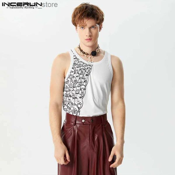 Herren-Tanktops, Tops, 2024, modisch, für Herren, Persönlichkeit, Gesichtsabstrakter Druck, Design, Westen, lässig, Streetwear, heißer Verkauf, Tanktops S-3XL, L240319