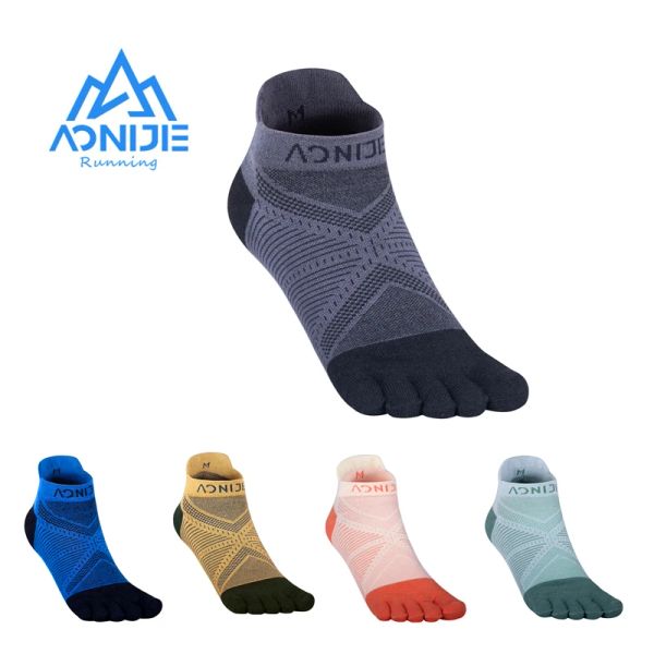 Носки 2022 Новая одна пара Aonijie E4824 Coolmax Sports Low Cut Athletic Toe носки для дышащих пять носов босиком босиком марафона.