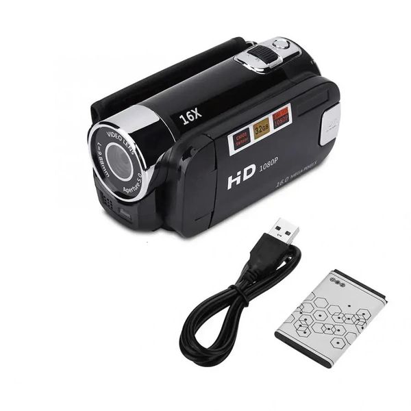 Videocamera 720P Full HD 16MP DV Videocamera Videocamera digitale Schermo con rotazione di 270 gradi Zoom per riprese notturne 16X 240306