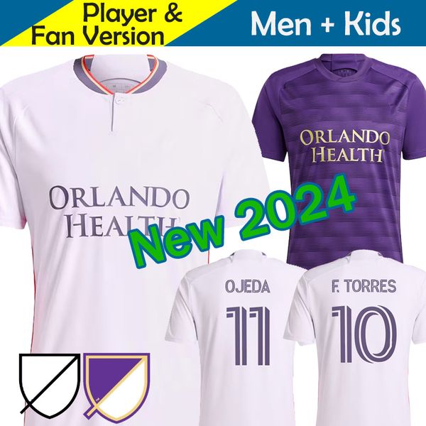 2023 2024 Orlando City SC Maglie da calcio Kit per bambini Uomo 23/24 Maglie da calcio Primaria Home Viola The Wall Away Bianco Legacy F.Torres L.Muriel OJEDA JANSSON