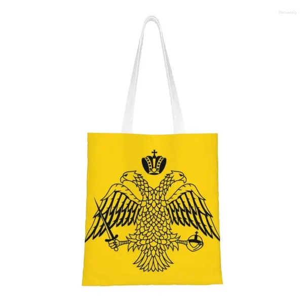 Einkaufstaschen, niedlicher Druck, byzantinische Kaiserflagge von den griechisch-orthodoxen Kirchen, Einkaufstasche, strapazierfähige Canvas-Schulter-Shopper-Handtasche