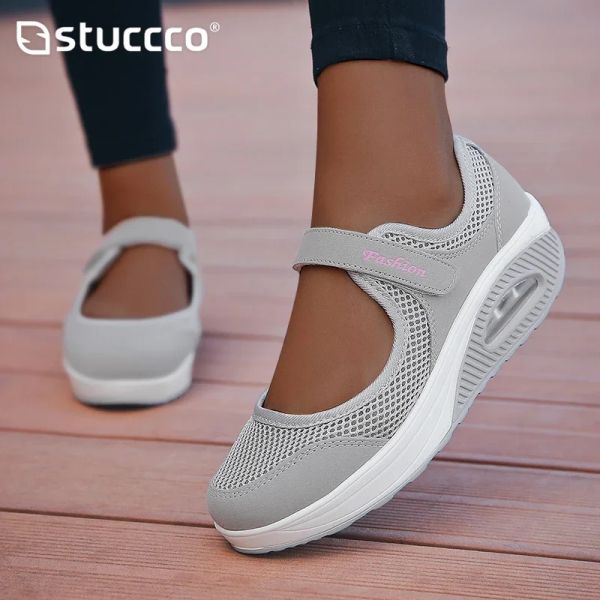 Stiefel Pflegeschuhe für Frauen Sommer Mode Frauen Flat Sneakers Plattform Schuhe Frau atmungsaktives Mesh lässig weibliche Schuhe Plus Size 42